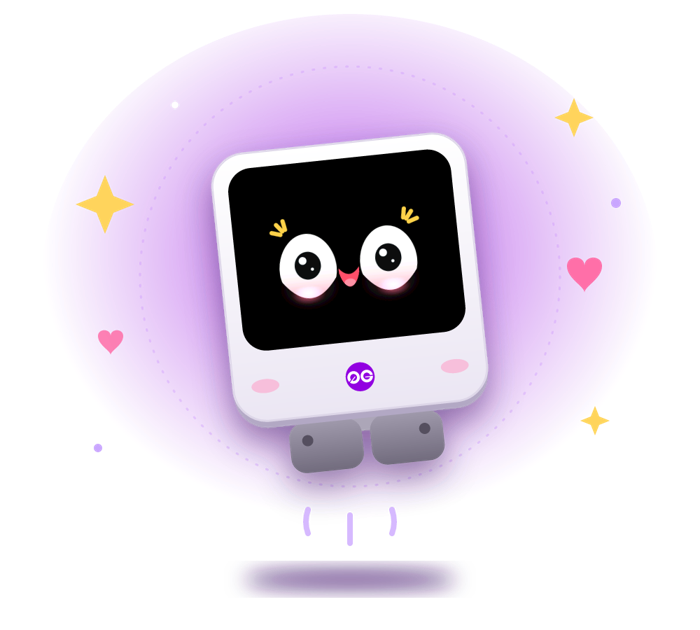 Floaty, a happy little robot, floating